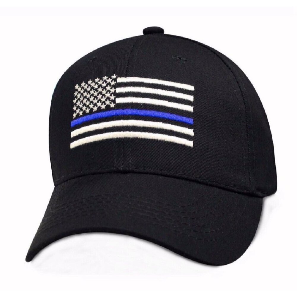 Police Thin Blue Line U.S. Flag Embroidered Cap Hat - NEW Fast Ship